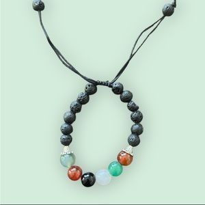 Lava Rock Bracelet w/ Varied Agate Stones